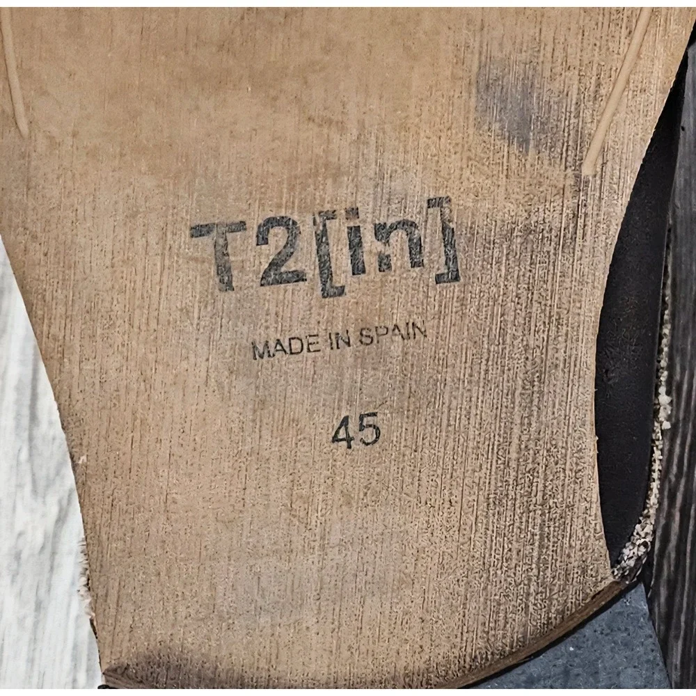 T2[in] Leather Oxford Dress Shoes Men's 45 Engraved‎ Design Frayed Stitch Spain